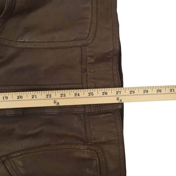 Vintage Brown Leather Snap Front Jacket Men L Made in England Flap Slash Pockets - Picture 6 of 16